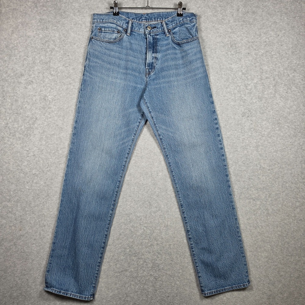 GAP Jeans Mens Size 32x32 Light Wash Straight Fit Gapflex Whiskers Fade Acid